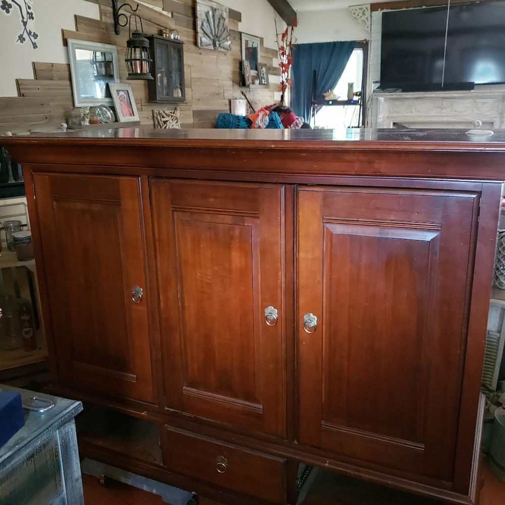 Cherry wood tv console.
